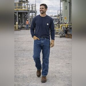 Carhartt Men’s FR Denim Jeans Loose Straight Fit 44x30 Arc Rated Worn Once